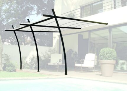 SYDNEY - PERGOLA ADOSSEE EN ACIER 3,5X4M - STRUCTURE SEULE